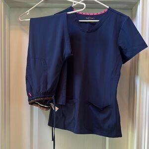 Heart Soul Navy Blue Scrub Set